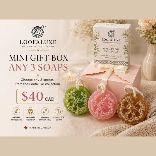 LoofaLuxe Mini Gift Box - any 3 handmade loofah soaps, $40