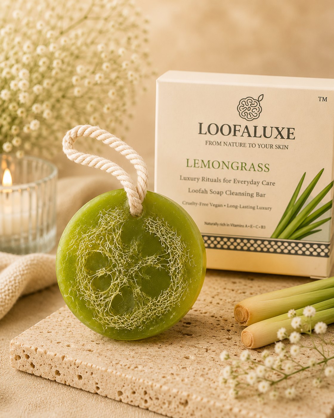 LoofaLuxe Lemongrass loofah soap