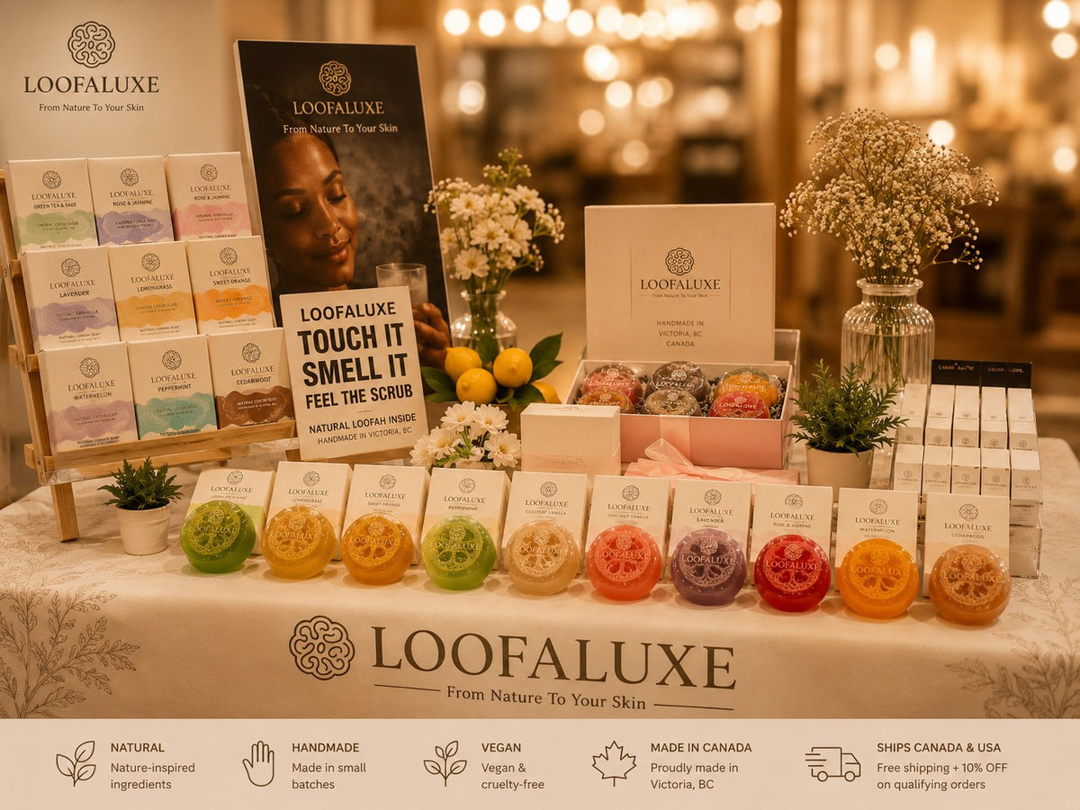 LoofaLuxe booth at a Victoria market